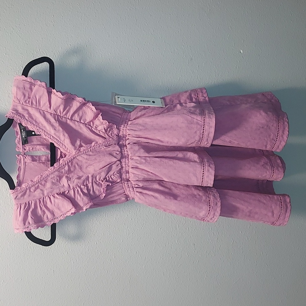 Aqua Girls Pink Tiered Lace Trim Bloomingdale's Exclusive Dress Size XS/6 NWT